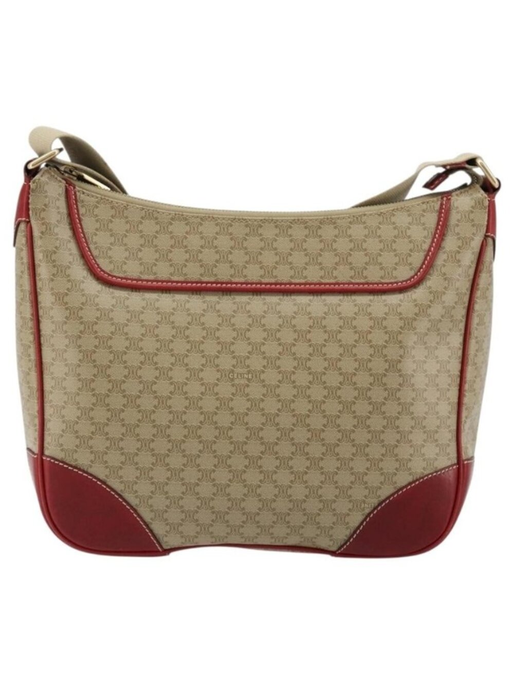 Authentic CELINE Macadam Canvas Shoulder Bag PVC Leather Beige Gold - Picture 11 of 16